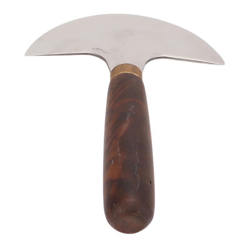 Leather Round Head Knife Walnut Wooden Handle Large Double Sided