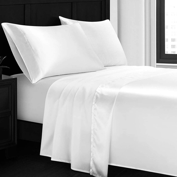 Homiest 4pcs Satin Sheets Set Luxury Silky Satin Bedding Set