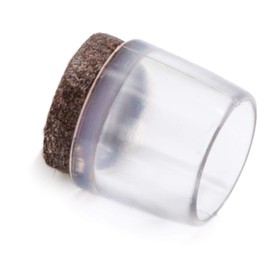 Adsamm® 4 x Chair Leg Caps with Felt / Transparent / Diameter 15 - 16 mm / Round / Felt Furniture Gliders for Round Chair Feet and Round Bevelled Chair Legs