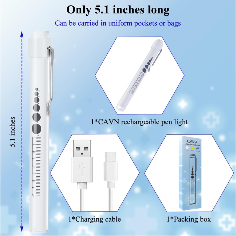 CAVN Rechargeable Pen Light with Pupil Gauge LED Penlights for