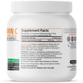 Vitamin C Powder Pure Ascorbic Acid Soluble Fine Non GMO Crystals – Promotes Healthy Immune System and Cell Protection – Powerful Antioxidant - 1 Kilogram (2.2 Lbs)