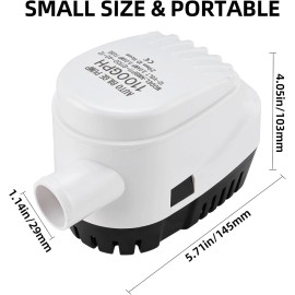 Amarine Made 12V 1100 GPH Automatic Submersible Bilge Pump w/ Float Switch for Boat RV Marine