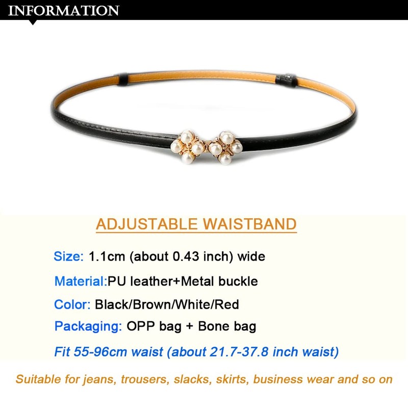 YIWEIYA Women Leather Belts (Black)