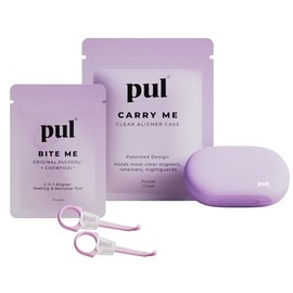 The Pultool Kit Práctico Para El Cuidado De Alineadores Pul: Estuche + Herramienta 2 En 1 Para Invisalign, Retenedores, Prótesis Parciales, Protectores Bucales Y Nocturnos, Y Más. Estuche Morado Y Paq