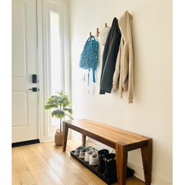 Flynt Ave. Wooden Coat Hooks, Decorative Wall Hooks for Bags, Hats, Coats, Purse, Heavy Duty, Sturdy, Natural Oak, Easy to Install, Holds Up to 7lbs - Pack of 5