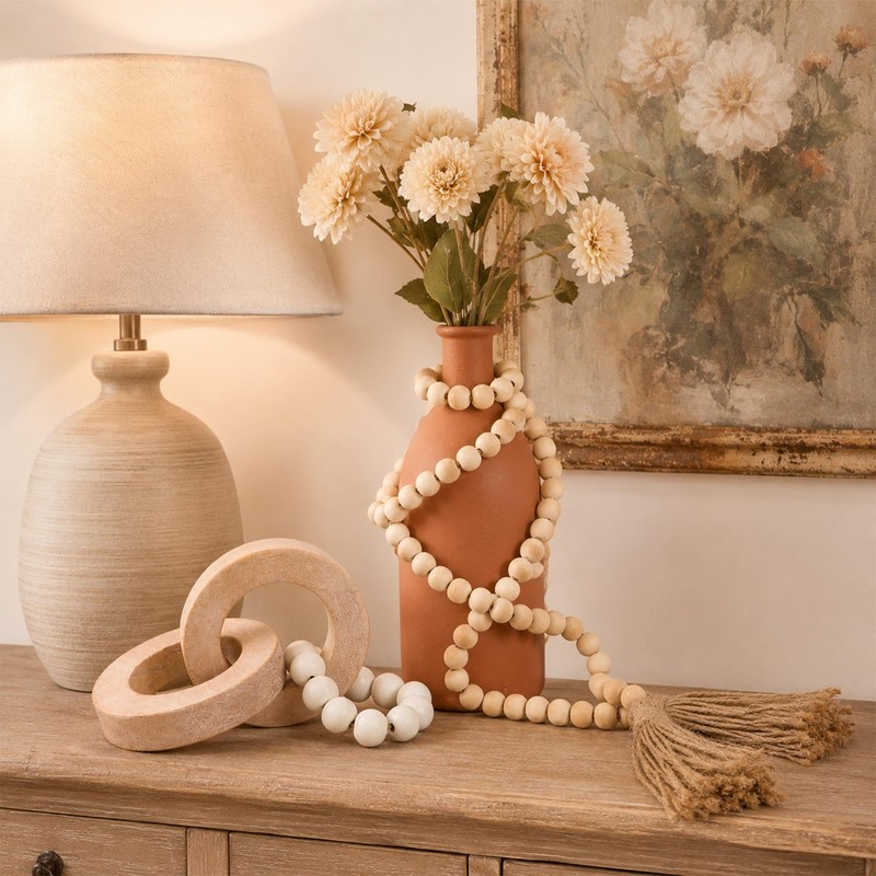 2 Pieces Decorative Wood Knot Link Chain Decor and Bead