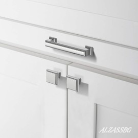 Alzassbg 10 Pack Polished Chrome Cabinet Pulls, 5 Inch(128mm) Hole Center Cabinet Handles Kitchen Pulls for Cabinets and Drawer AL3071CP