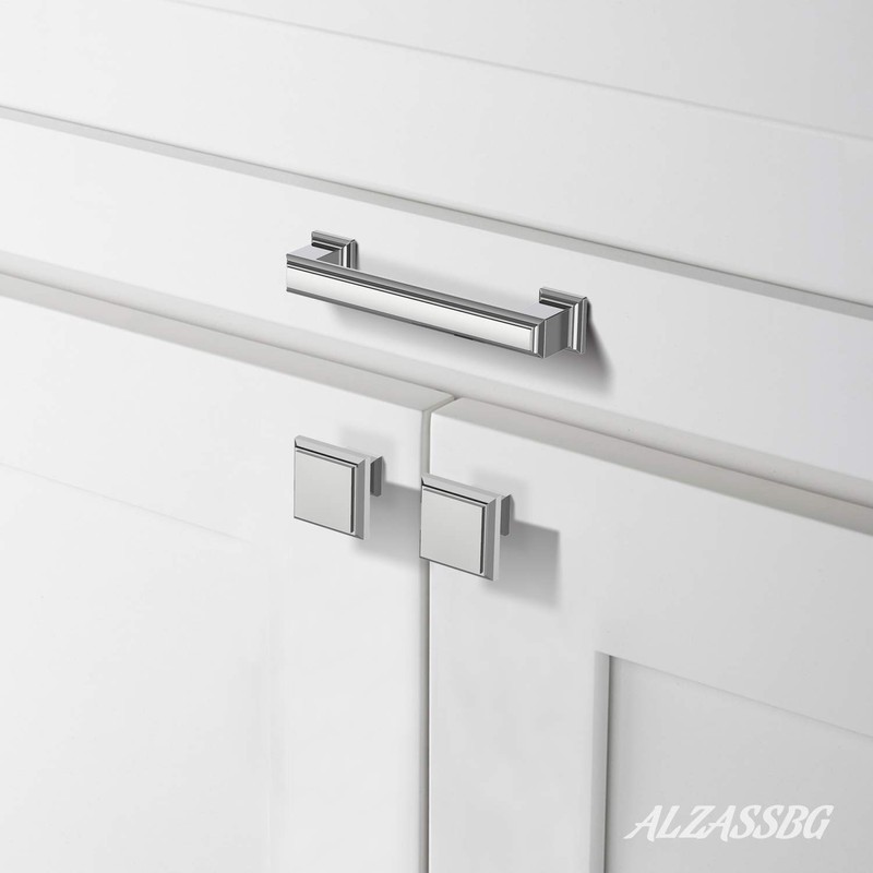 Alzassbg 10 Pack Polished Chrome Cabinet Pulls, 5 Inch(128mm) Hole