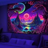 Manicer Blacklight Galaxy Moon Tapestry - Alien Landscape, UV Reactive
