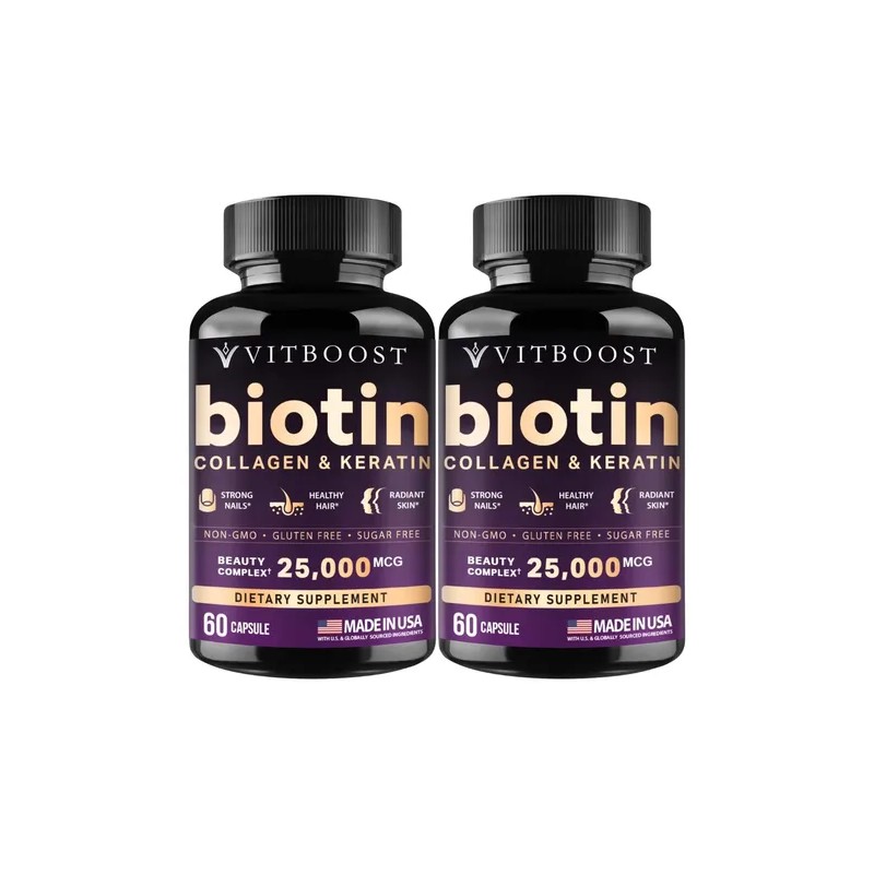Vitboost Biotina 25000 Mcg Para Cabello Y Uñas 120 Cápsulas