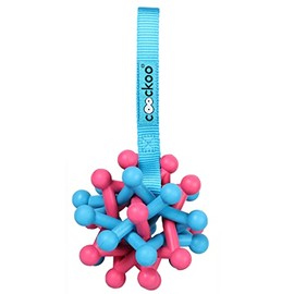 COOCKOO, Zane Blue Pink 6 Rings Ball Shaped Dog Toy with Flat Buckle for Teeth Cleaning Fun Design