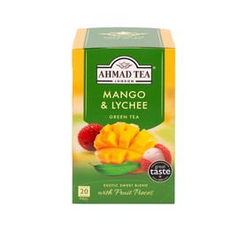 Ahmad Tea Green Tea, Mango & Lychee Teabags, 20 ct (Pack of 1) - Caffeinated & Sugar-Free