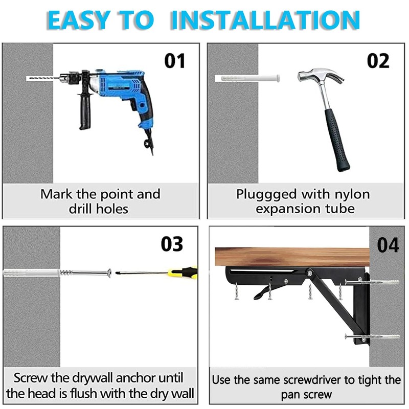 Folding Shelf Bracket 24 inch 2PC Wall Mounted Collapsible Shelves