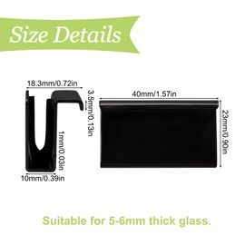 UFURMATE Glass Finger Edge Pull, 4Pcs Cabinet Finger Pull Handle Glass Door Clips Cabinet Latch Clamp Concealed Handle for Display Glasscase Door (Black)