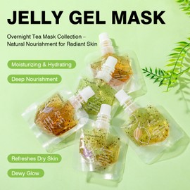GUOYAOLIFU Vitamin C Jelly Overnight Mask Sleep Mask Rich Face Moisturizer Cream Niacinamide Natural Ingredient Set for Small Travel 5 Pack