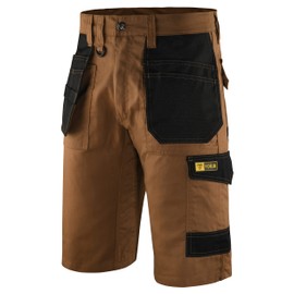 Work Shorts Men Multi Pockets Work Utility & Safety Shorts with Holster Pockets Ideal Work Pant for Site Work Builders Electricians Gardening Workwear Half Pants Men Waist 36 Khaki/Brown