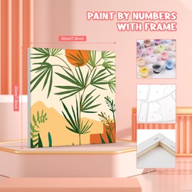 MOGTAA 4 Pack Paint by Numbers Adults with Frame, Landscape Paint by Numbers Kits for Children, Girls, Boys, DIY Oil Painting Canvas Set, Acrylic Painting Pictures for Home Decor (20 x 20 cm)