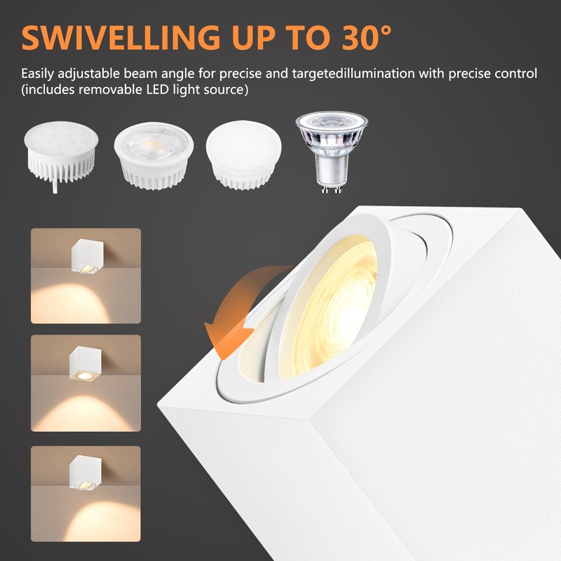 GeyouLux 3CCT LED Surface-Mounted Spotlight Square White - Extra Flat