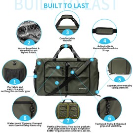 Duffle Bag Foldie Travel Bag Expandable Duffle Bag for Travel Duffle Bag for Men Travel Duffel Bags Mens Travel Bag Canvas Foldable Heavy Duty Large Sports Camping Big Duffle Bags Bulk 80L Green