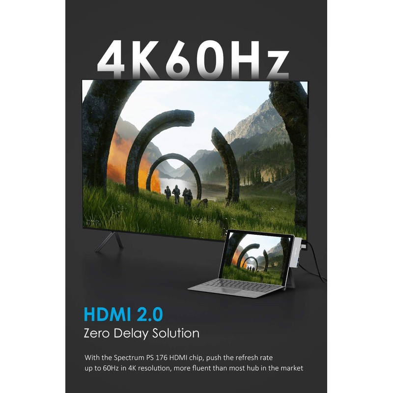 LENTION USB-C 7-in-1 Hub for Surface Pro 7 Only with