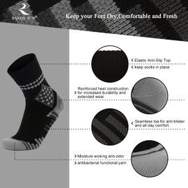 RANDY SUN Waterproof Socks Men Women Waterproof Socks Breathable Cold Resistant Outdoor Water Sports Bicycle Hiking Trail Rowing Skiing Cycling Hiking Golf 1 Pair, black&grey striped calf socks