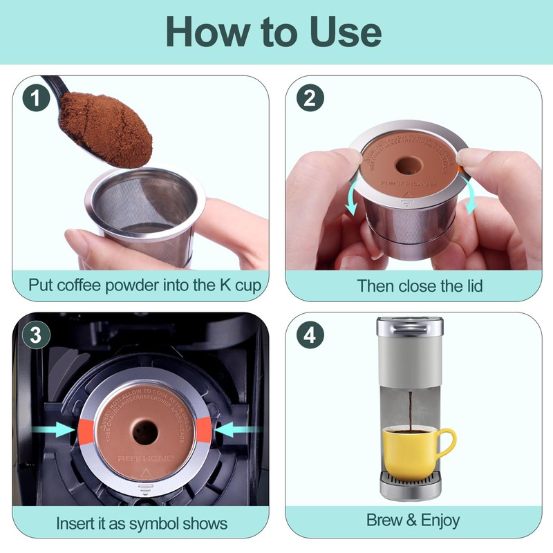 RETHONE K Cup Reusable Coffee Pods, Stainless Steel Reusable K