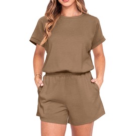 IWOLLENCE Women's 2-Piece Sports Set Loungewear Tracksuit with Elastic Waistband and Pockets, Dark khaki