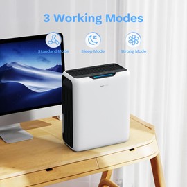 aeronova Dehumidifiers for Home 101oz Dehumidifier with 2 Rechargeable Boxes - Quiet, Auto Shut Off & Defrost, 4 Modes for Bathroom, Closet, RV, & More