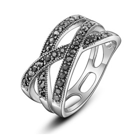 Aprilery Gold Rings for Women (Cross black brick, 7)