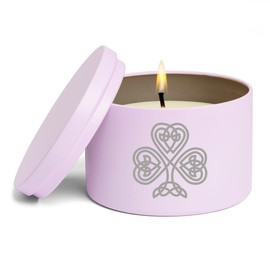 Scented Candle Gift 8oz with Lid Celtic Clover Shamrock (Vanilla - Purple)