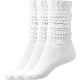 BomKinta Slouch Socks Women Thigh High Boot Socks Soft Scrunch Socks Size 5-11 3 Pair Pack White White White