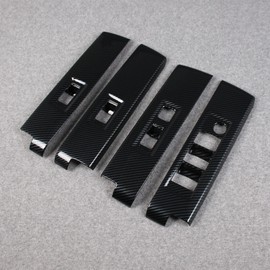 RQING for Toyota Tundra 2022 2023 2024 2025 2026 Interior Window Switch Plate Panel Cover Trims Carbon Fiber Pattern