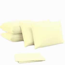 Pillowcases - 4 Pack Housewife Pillowcase Set | Envelope Closure | Ultra Soft Easy Care 100% Egyptian Cotton Plain Pillow Case Cover For Bedroom - 50 X75cm (Cream)