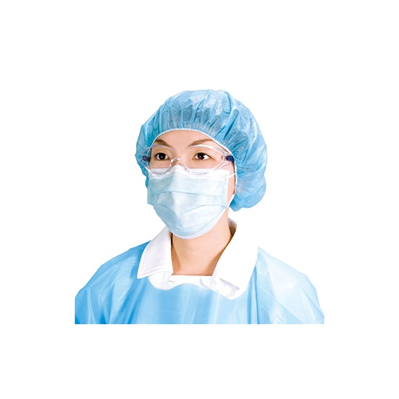 Saraya 51112 Hair Caps, Blue, 100 Count, Non-Woven Fabric, Disposable