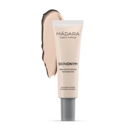 MÁDARA Organic Skincare |SKINONYM Semi-Matte Peptide Foundation, 10 PORCELAIN, 30ml – Natural foundation with collagen-supporting peptides, Semi-matte finish, Buildable coverage, Skincare benefits