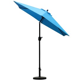 Sunnyglade 7.5' Patio Umbrella Outdoor Table Market Umbrella with Push Button Tilt/Crank, 6 Ribs (Blue)