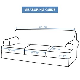 CUCRAF T Cushion Sofa Cover 4 Piece Slipcovers, Soft Thick Velvet Couch Cover for Living Room, Washable High Stretch Furniture Protector with 3 Cushion Slipcover, (Sofa, Stone Blue)