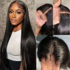 Hxxcoup Human Hair Wig Straight Natural Black 13x4 Lace Front