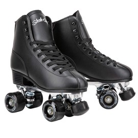 Skate Gear Retro Quad Roller Skates with Structured Boot (Black, Women's 9 / Men's 8)
