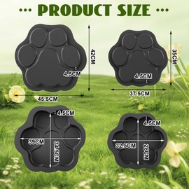 Threlaco Paw Print Mold, Dog Cat Paw Print Stepping Stone Concrete Cement Garden Decor Textured Mold for Non-Slip Stepping Stones, Set of 2, 16 in and 13 in