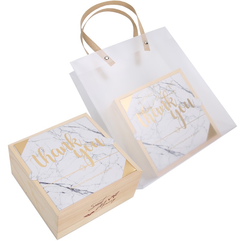 2 Set Wedding Wooden Gift Box PVC Exquisite Candy Packaging