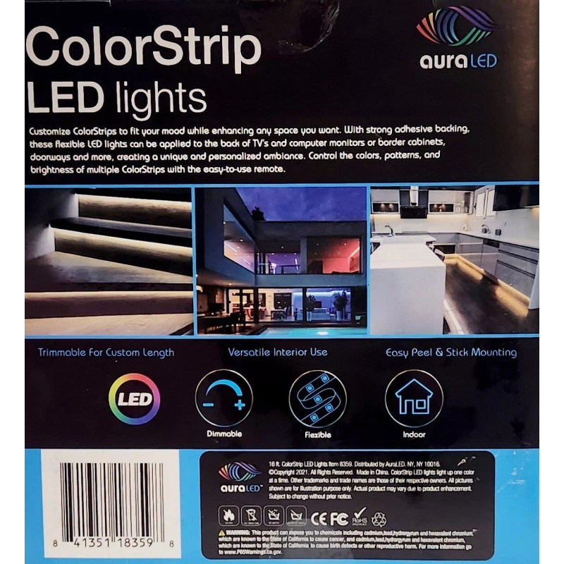 Tzumi Aura LED ColorStrip Lights, 16 Feet, USB Power Easy-To
