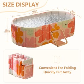 Gets 47" XL Oval Ice Bath Tub For Athletes,Portable Bathtub for Adults Foldable Soaking Standing Hot Bath Tub for Shower Stall,Separate Family Bathroom SPA (Pink,47"×22"×19")