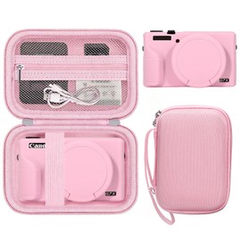 Camera Case for PowerShot G7 X Mark III, Hard Case + Silicone Cover, Pink