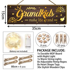 Dertacoa DIY Grandchildren's Photo Wall Frame Family Photo Holder Grandkids Make Life Grand Sign Grandma Picture Frame Grandpa Grandmother Hanging Photo Display Stand Gift from Daughter Son Grandkid