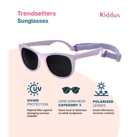 Kiddus Baby Sunglasses 0-6 Months Polarised Newborn Girls & Boys Flexible Frame 100% UV Protection Travel Accessories, 24