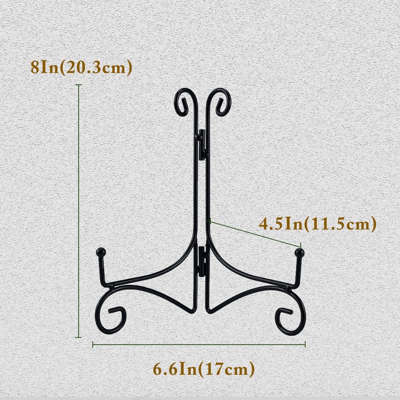 SVENJBB Black Iron Plate Stand, 8 Inch Plate Holder for