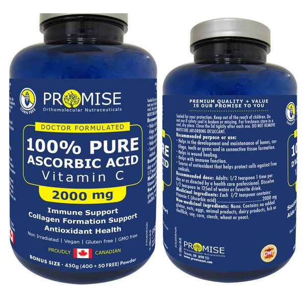 Promise 100% Pure Ascorbic Acid Vitamin C Powder, 2000 mg