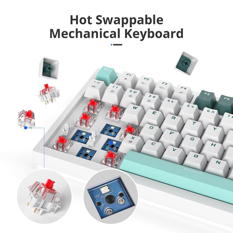 Owpkeenthy 75 Percent Gaming Keyboard Gasket Mounted, 82 Key Wired