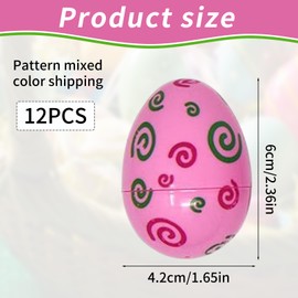 couduan 12 Pieces Plastic Easter Eggs,Colourful Fillable Plastic Easter Eggs,Easter Decorations For Egg Hunt,Party Supplies,Holiday Decorations,Fill With Easter Hunt and Gifts Candy Toy（Random Color）